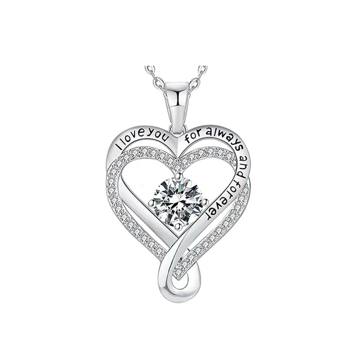 To My Love Eternal Heart Double layered Heart shaped Necklace With Gift Box For Gilrfriend Wife Christmas Valentine's Day Gifts
