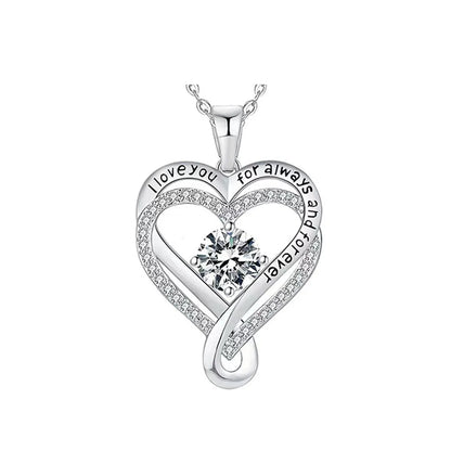 To My Love Eternal Heart Double layered Heart shaped Necklace With Gift Box For Gilrfriend Wife Christmas Valentine's Day Gifts