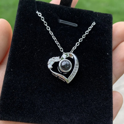 Love Heart s925 Custom Photo Projection Necklace Personalized Projection Necklace Colorful Image Friend Family Memory Gift