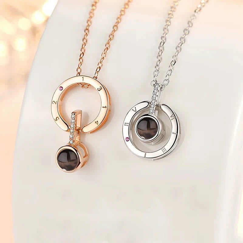 Projection Necklace Set With Rose Gift Box 100 Languages I Love You Heart Pendant Jewelry 2023 Hot Sale Accessories