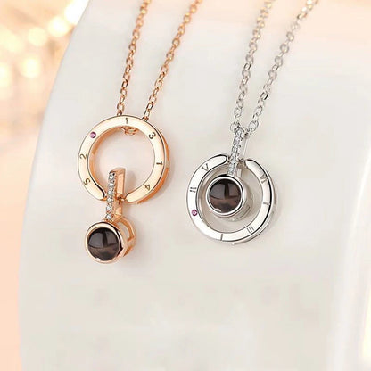 Projection Necklace Set With Rose Gift Box 100 Languages I Love You Heart Pendant Jewelry 2023 Hot Sale Accessories