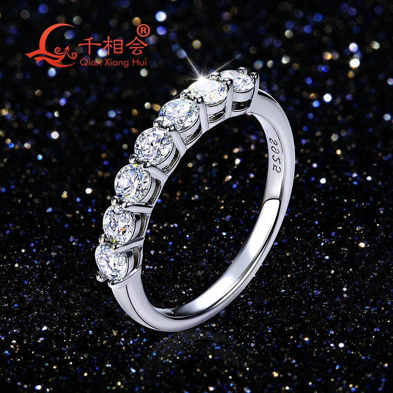 0.1ct 3mm or 2mm round D vvs moissanite full Eternity Band ring 925 Sterling Silver Jewelry women Engagement gift party dating