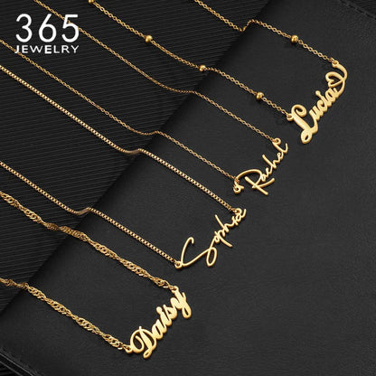 365 Custom Name Necklace Multiple Style Chains Stainless Steel Personalized Charming Choker For Women Girls Trendy Jewelry Gifts