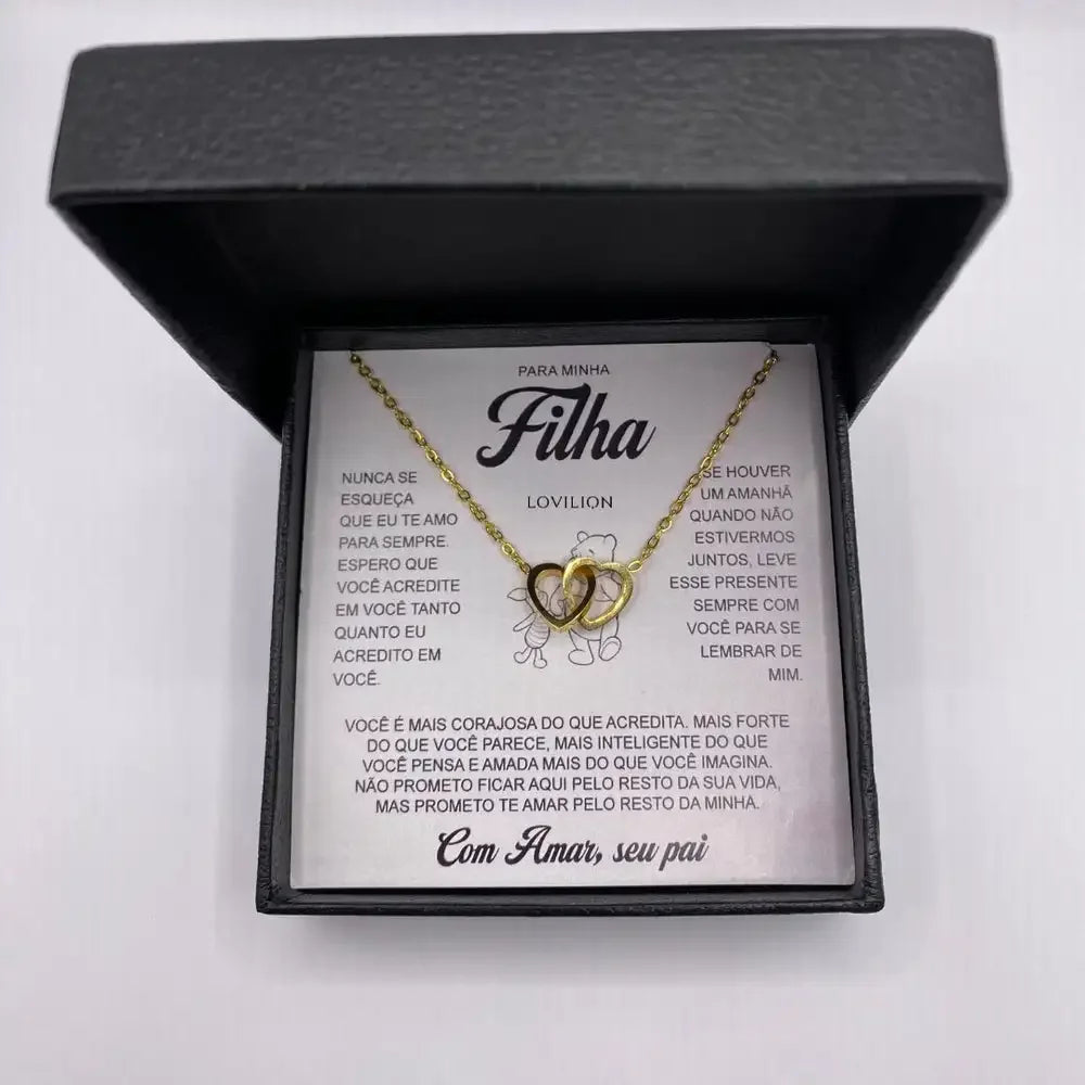 Portuguese Gift To Daughter Women Girl Chain Necklace Forever Love Double Heart Necklaces 2024 Fashion Jewelry With Led Box