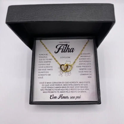 Portuguese Gift To Daughter Women Girl Chain Necklace Forever Love Double Heart Necklaces 2024 Fashion Jewelry With Led Box