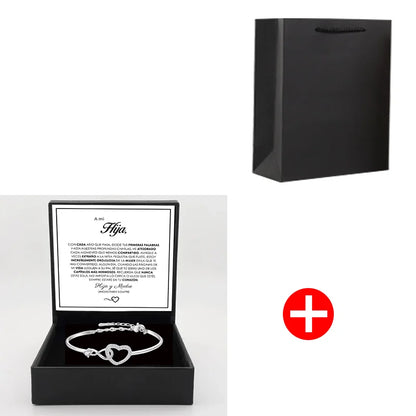 Spanish To My Daughter Infinite Symbol Hollow Heart Bracelet With Gift Box For Daughter's Birthday Party Adult Gifts