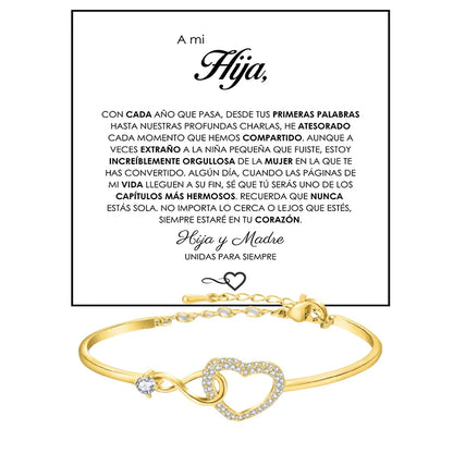 Spanish To My Daughter Infinite Symbol Hollow Heart Bracelet With Gift Box For Daughter's Birthday Party Adult Gifts