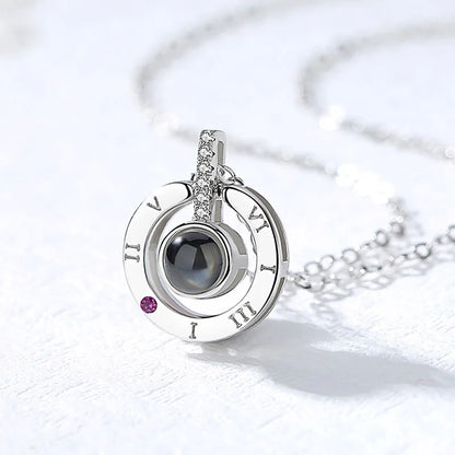 I LOVE YOU In 100 Languages Projection Necklace For Memory Of Choker Collier Round Gifts Shaped