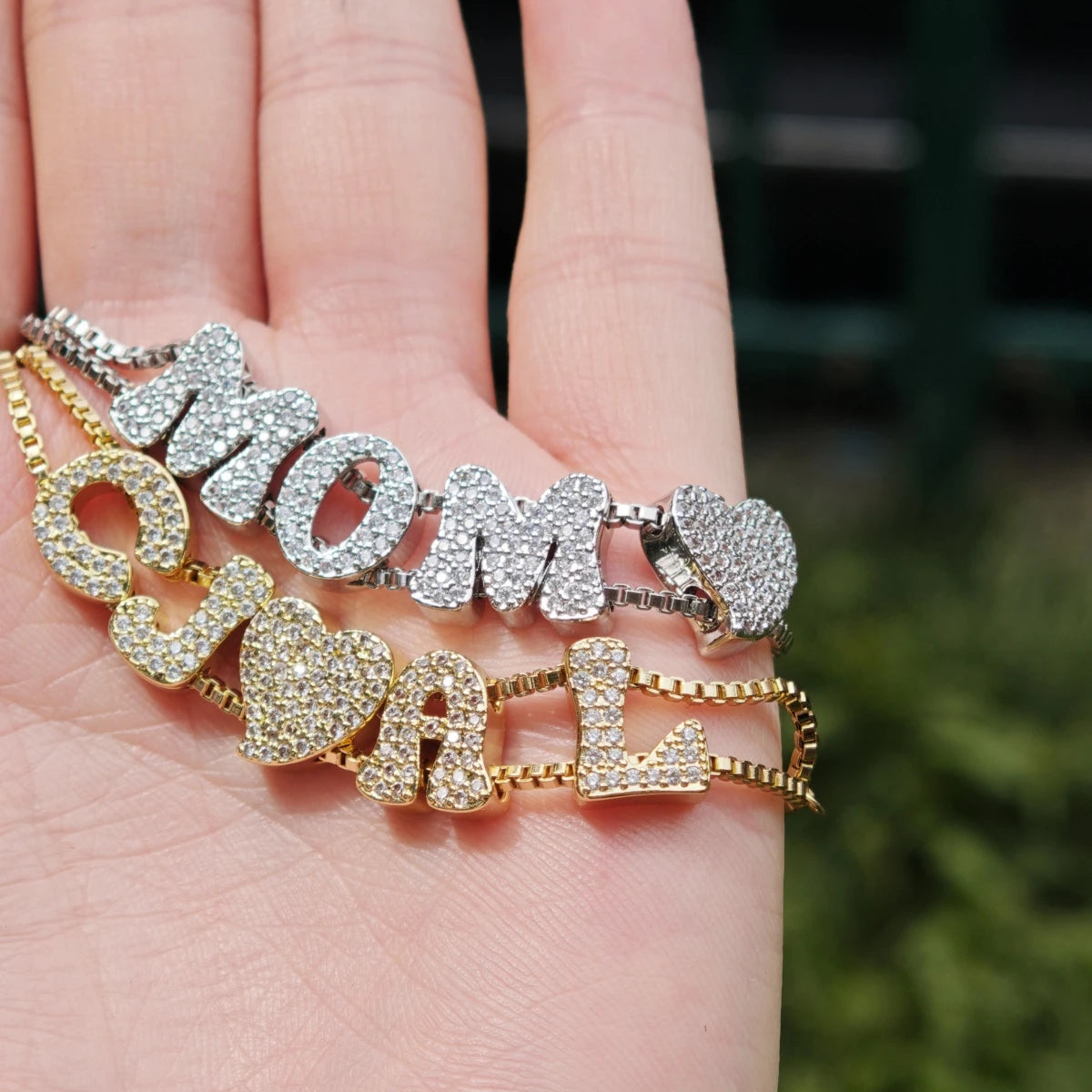 Personalized Customization 26 Letter Copper Inlaid With Diamonds 18k Gold Adjustable Bracelet Mother's Day Holiday Gift