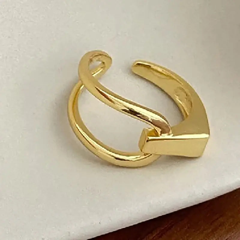 Mewanry Lines Crossed Geometric Rings For Women Couples Minimalist Creative Personality Trendy Birthday Party Jewelry Gifts