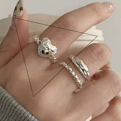 VENTFILLE 925 Sterling Silver Flower Lace Ring Korean Fashion Opening Inlaid CZ Adjustable Rings Valentine's Day Gift