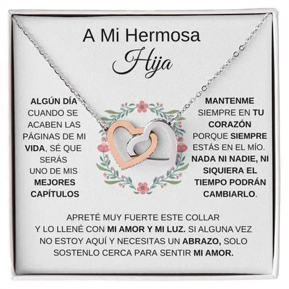 A Mi Hermosa Hija Collar de Corazones Entrelazados To My Daughter Gift Love Double Heart Pendant Necklace Fashion Jewelry