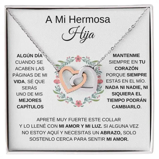A Mi Hermosa Hija Collar de Corazones Entrelazados To My Daughter Gift Love Double Heart Pendant Necklace Fashion Jewelry