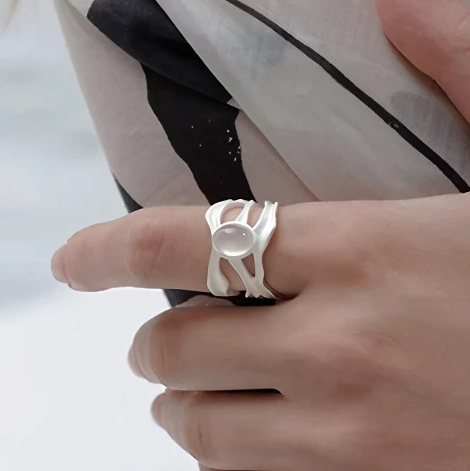 VENTFILLE 925 Sterling Silver Flower Lace Ring Korean Fashion Opening Inlaid CZ Adjustable Rings Valentine's Day Gift