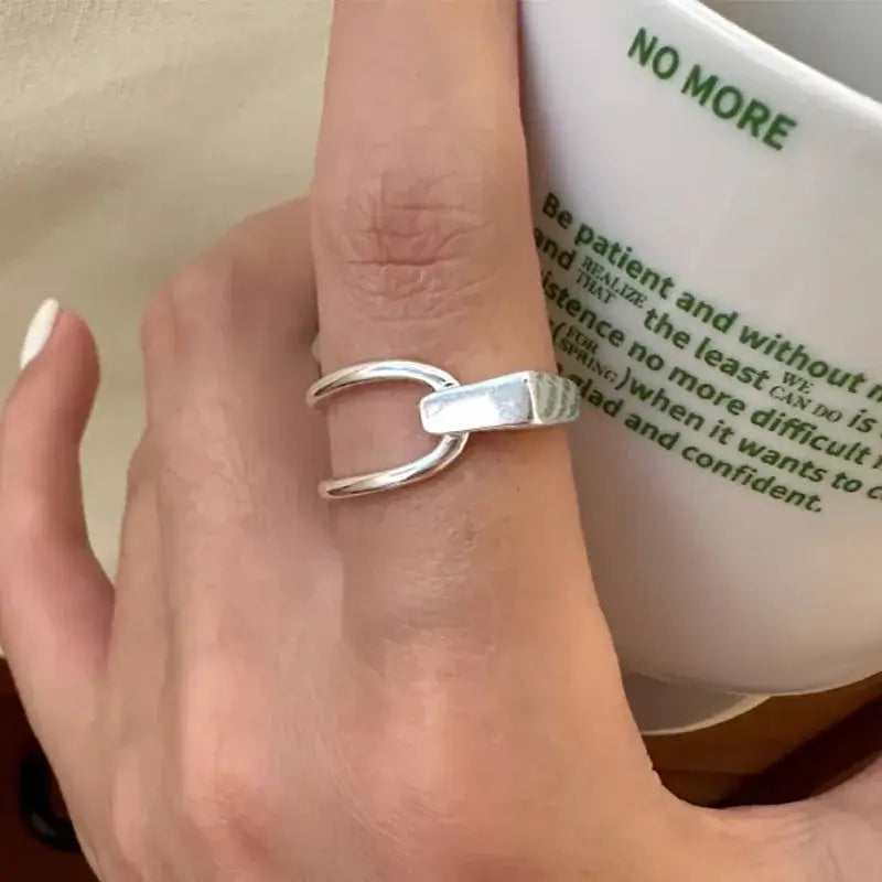 Mewanry Lines Crossed Geometric Rings For Women Couples Minimalist Creative Personality Trendy Birthday Party Jewelry Gifts