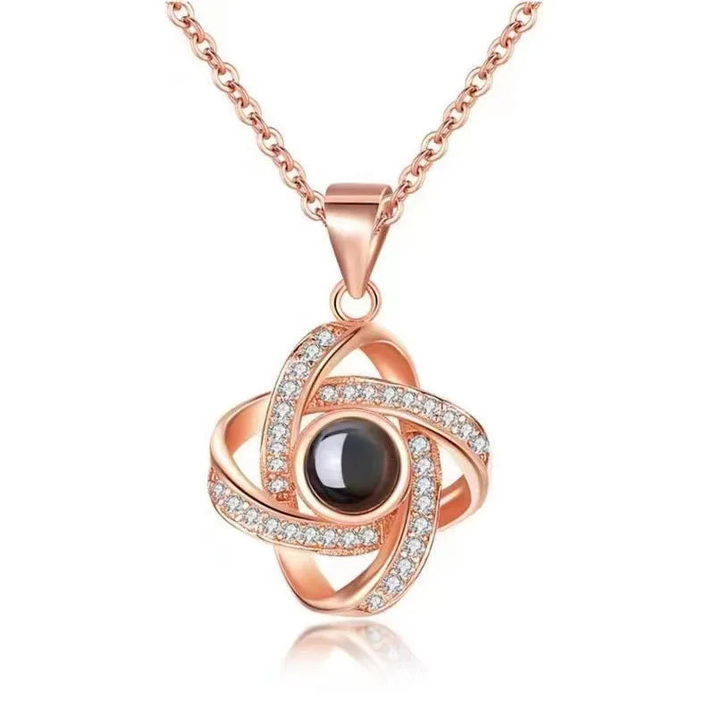 Personalized Photo Projection Clover Pendant Necklace Women Choker Necklace  Jewelry Gift