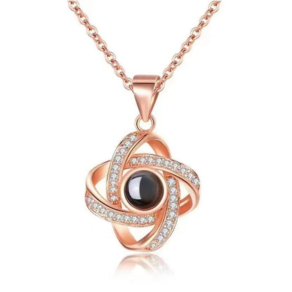 Personalized Photo Projection Clover Pendant Necklace Women Choker Necklace  Jewelry Gift