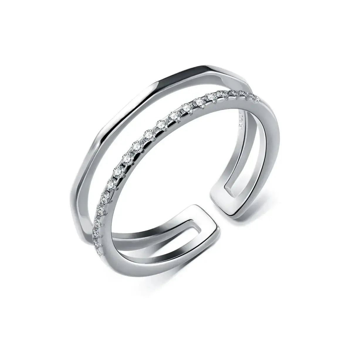 925 Sterling Silver Rings for Women Men Couple - Elegant with sparkling details and open design.