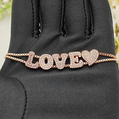 2025 Custom fashion English 26 letters inlaid with zircon delicate gold DIY bracelet to wear accessories gifts