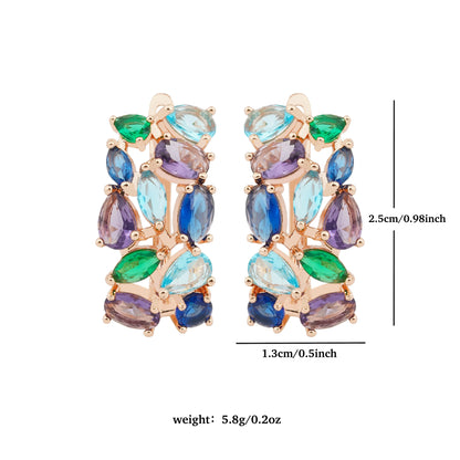 YSY Hot Selling Inlaid Multicolor Stone Hoop Earrings Fashion Jewelry For Women Copper Plated 585 Rose Gold Color Party Gifts