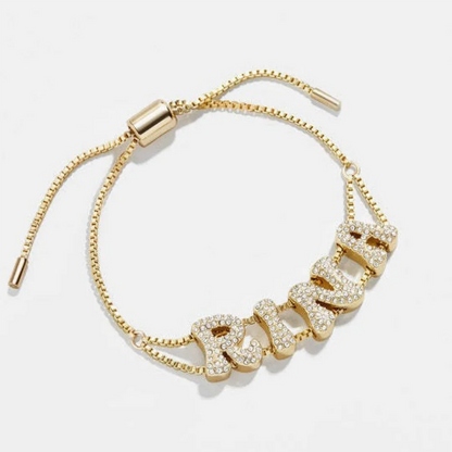 2025 Custom fashion English 26 letters inlaid with zircon delicate gold DIY bracelet to wear accessories gifts