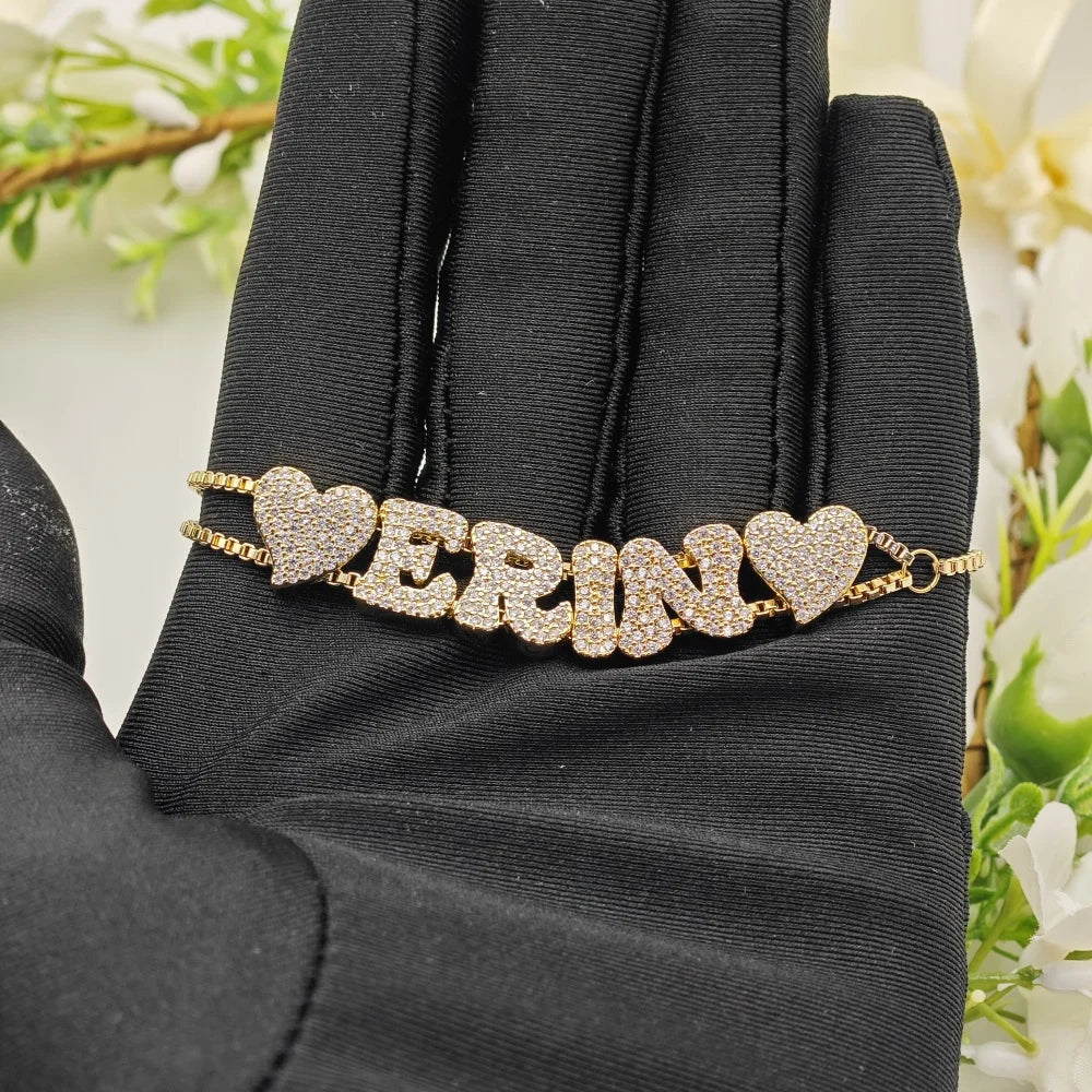 2025 Custom fashion English 26 letters inlaid with zircon delicate gold DIY bracelet to wear accessories gifts