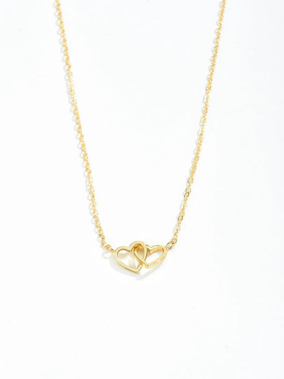 Tiny Cute Double Hollow Heart Chain Necklace Women Fashion Love Necklace Valentine's Day Jewelry for Women