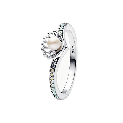 HOT 925 Sterling Silver All Princess Series Tiana Tiara,Aladdin Jasmine, Rapunzel Tiara Ring Women Finger Ring For Party Jewelry