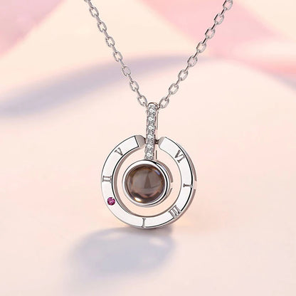 I LOVE YOU In 100 Languages Projection Necklace For Memory Of Choker Collier Round Gifts Shaped