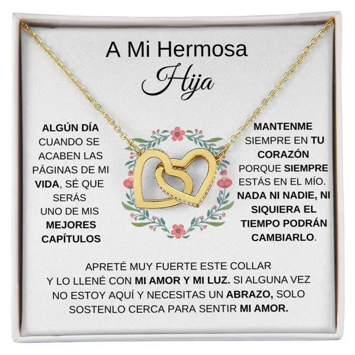 A Mi Hermosa Hija Collar de Corazones Entrelazados To My Daughter Gift Love Double Heart Pendant Necklace Fashion Jewelry