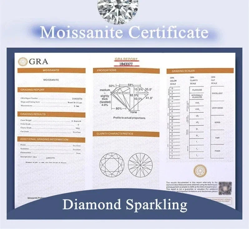 Luxury 100% Real 18k Gold  Women's Moissanite Pendant Necklace