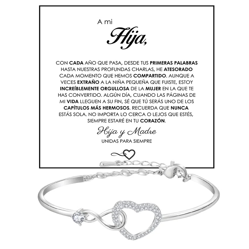 Spanish To My Daughter Infinite Symbol Hollow Heart Bracelet With Gift Box For Daughter's Birthday Party Adult Gifts