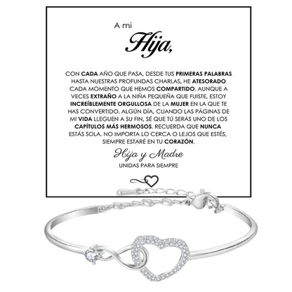 Spanish To My Daughter Infinite Symbol Hollow Heart Bracelet With Gift Box For Daughter's Birthday Party Adult Gifts