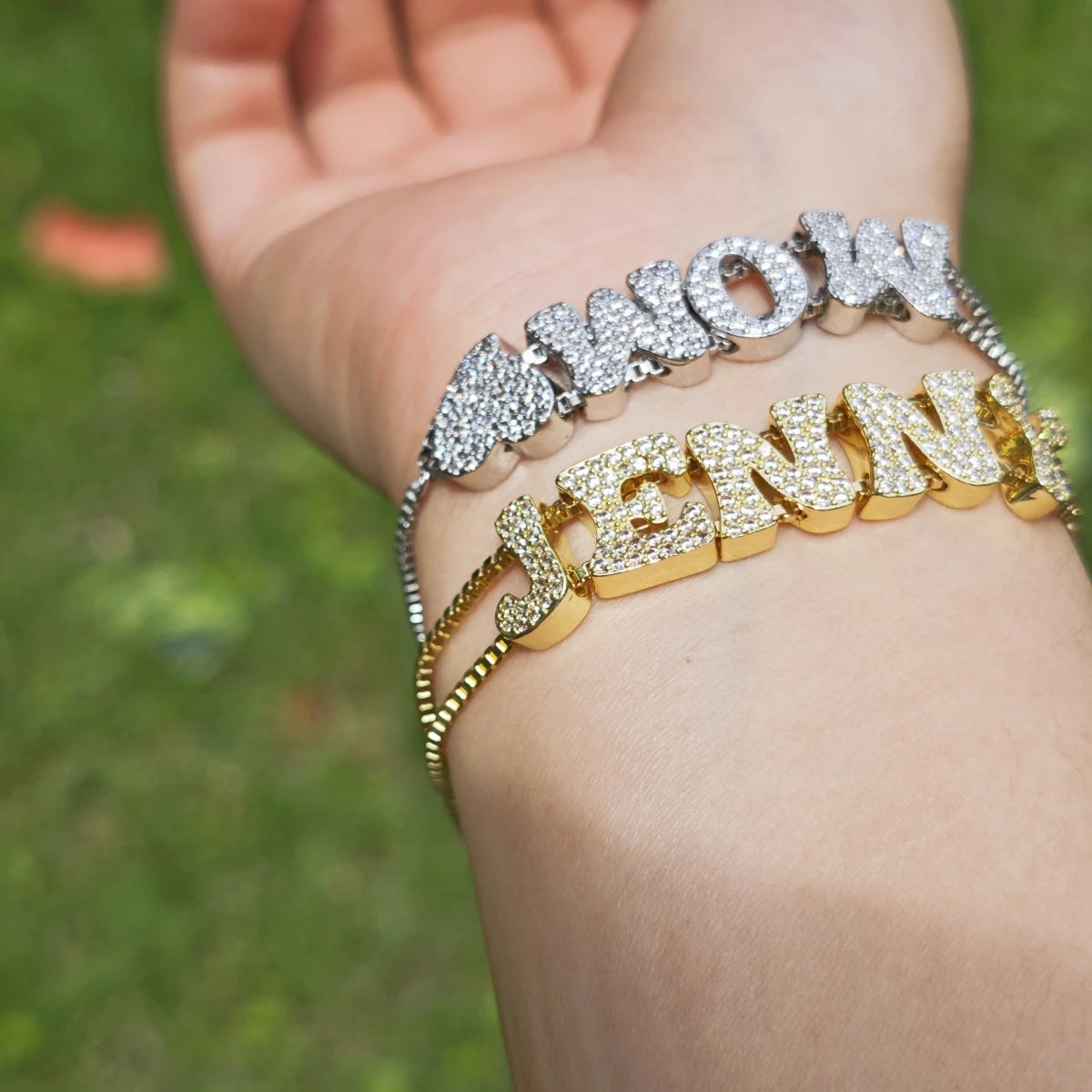 Personalized Customization 26 Letter Copper Inlaid With Diamonds 18k Gold Adjustable Bracelet Mother's Day Holiday Gift