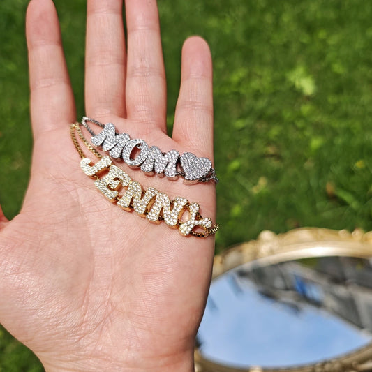 Personalized Customization 26 Letter Copper Inlaid With Diamonds 18k Gold Adjustable Bracelet Mother's Day Holiday Gift