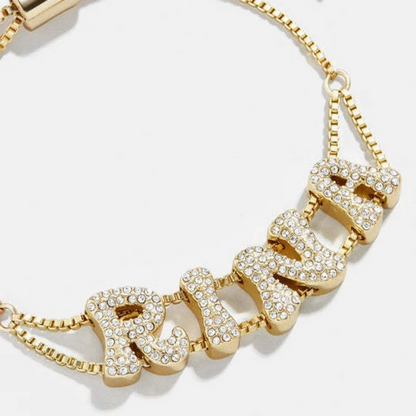 2025 Custom fashion English 26 letters inlaid with zircon delicate gold DIY bracelet to wear accessories gifts