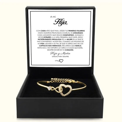 Spanish To My Daughter Infinite Symbol Hollow Heart Bracelet With Gift Box For Daughter's Birthday Party Adult Gifts
