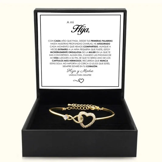 Spanish To My Daughter Infinite Symbol Hollow Heart Bracelet With Gift Box For Daughter's Birthday Party Adult Gifts