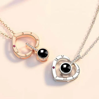 Projection Necklace Set With Rose Gift Box 100 Languages I Love You Heart Pendant Jewelry 2023 Hot Sale Accessories