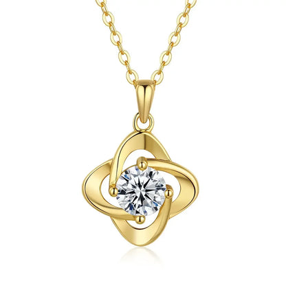 Luxury 100% Real 18k Gold  Women's Moissanite Pendant Necklace