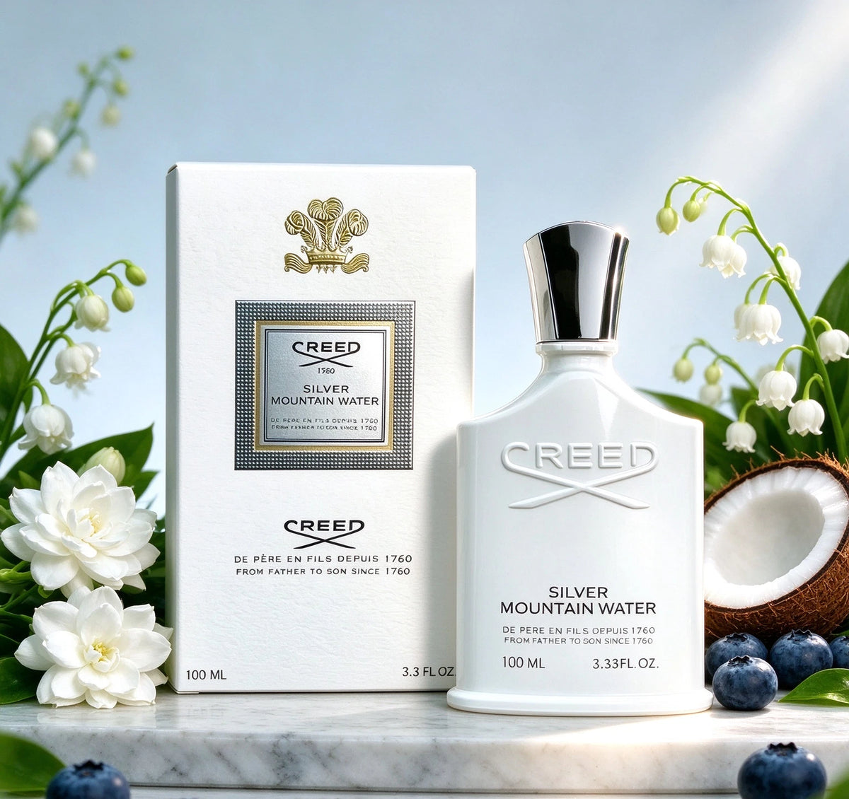 Creed Silver Mountain Water Eau de Parfum 100ml – Fresh Citrus Green Tea Fragrance for Men and Women