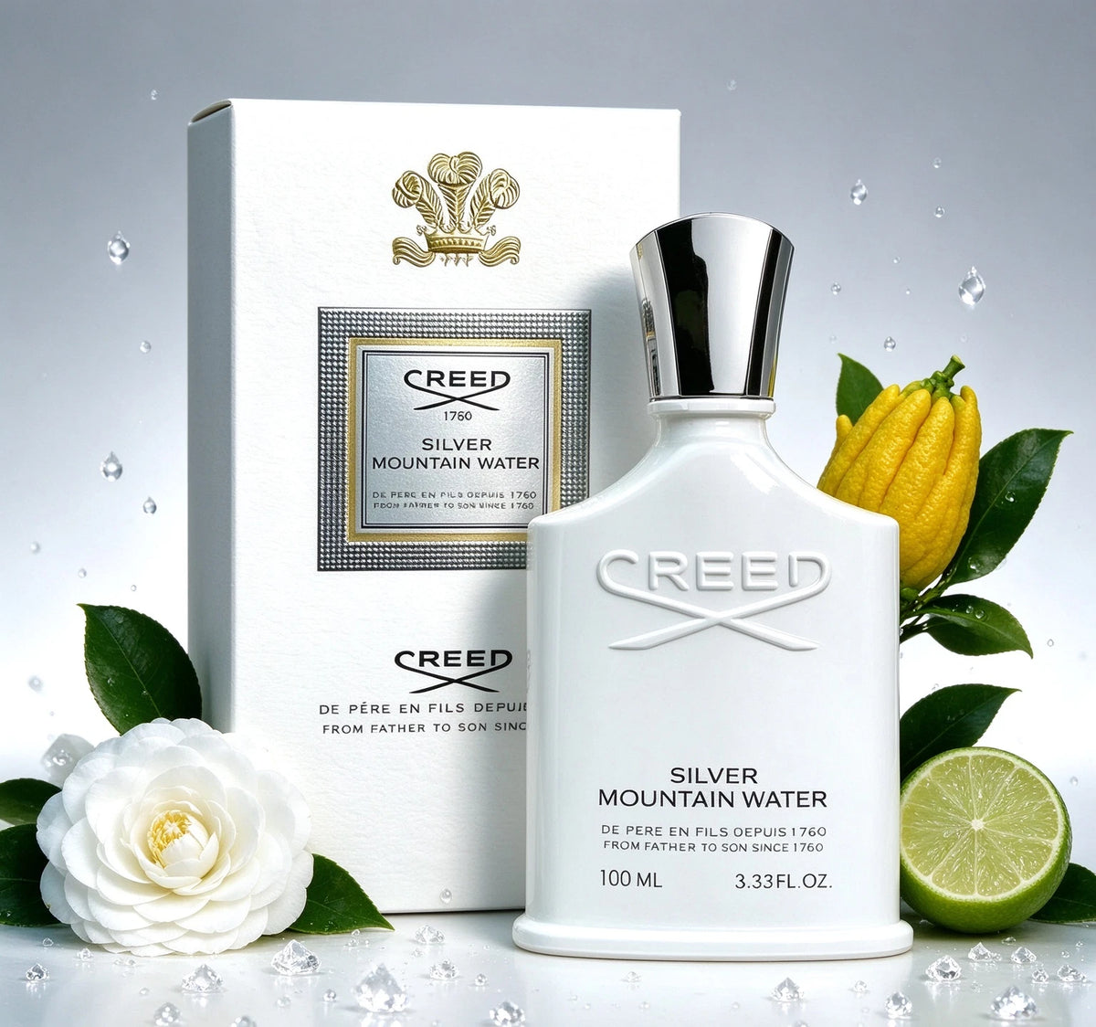 Creed Silver Mountain Water Eau de Parfum 100ml – Fresh Citrus Green Tea Fragrance for Men and Women